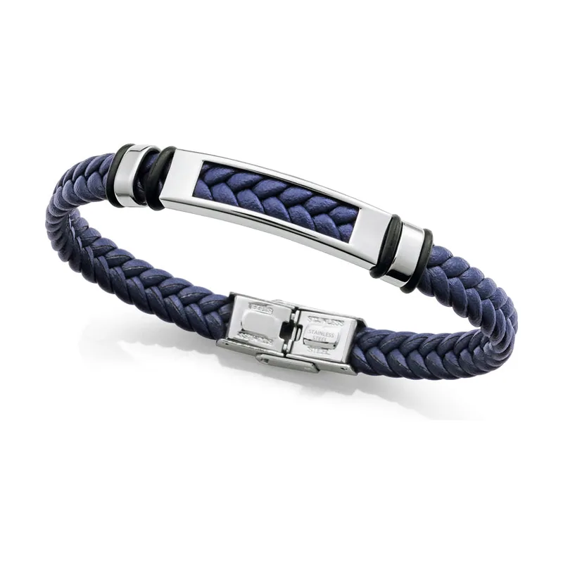 Pulsera de acero, piel 14310P01013