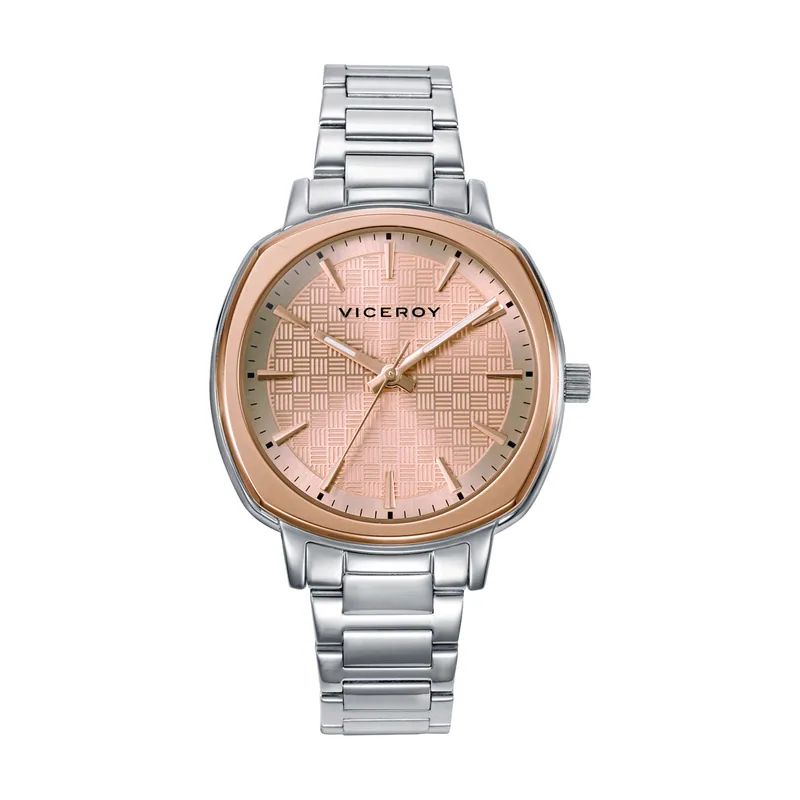 Reloj caja bitono de acero e IP rosa 5 ATM, brazalete de acero, movimiento cuarzo 401298-97