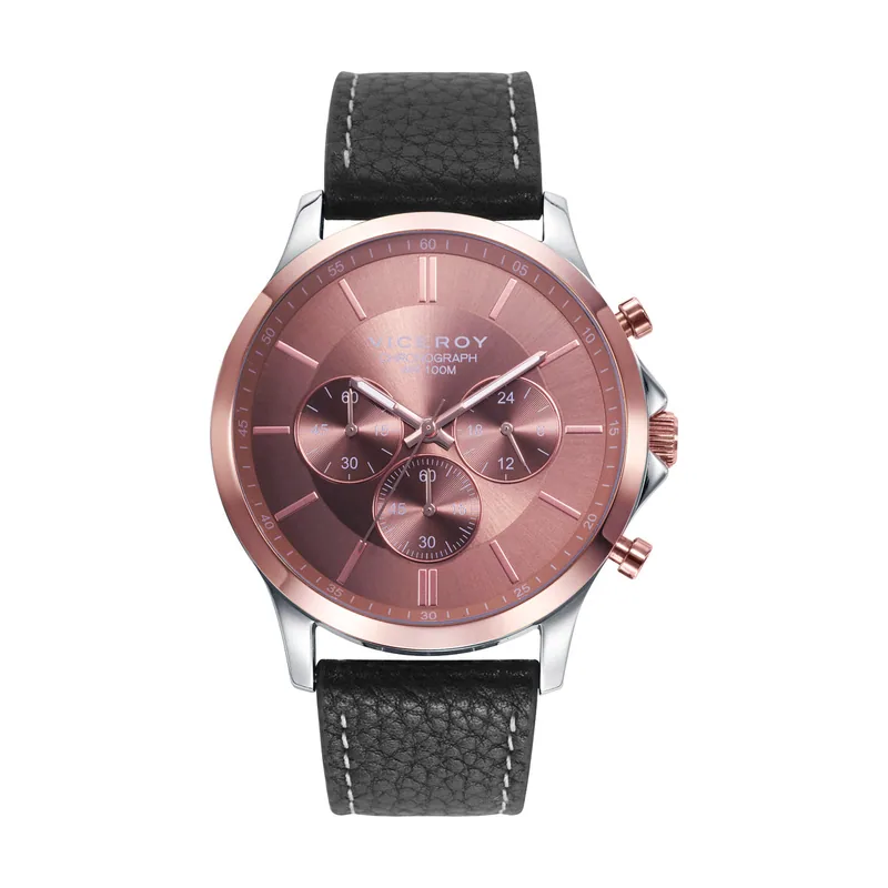 Reloj de hombre Dress con caja de acero bicolor y correa de piel negra 401293-47