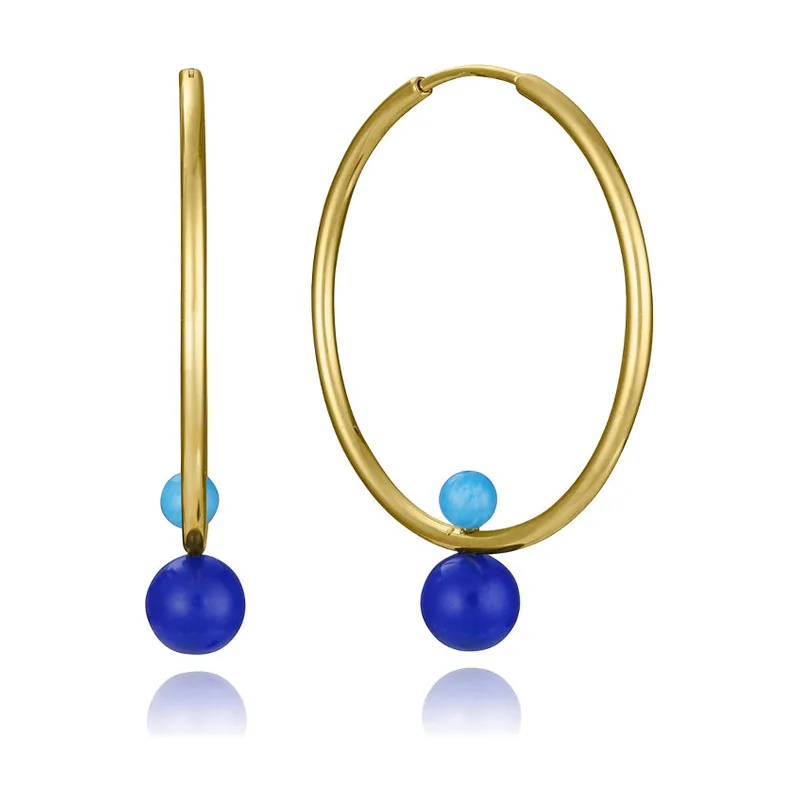 Pendientes de acero Ip dorado aro con piedras 14275E01013