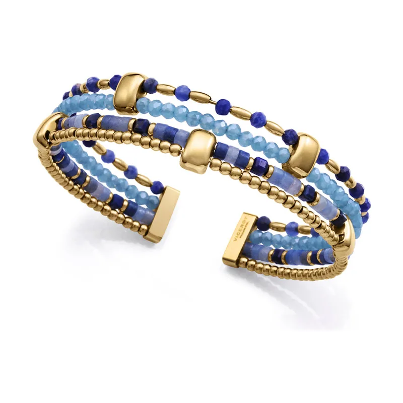 Pulsera de acero Ip dorado múltiple semi rígida 14277P01013