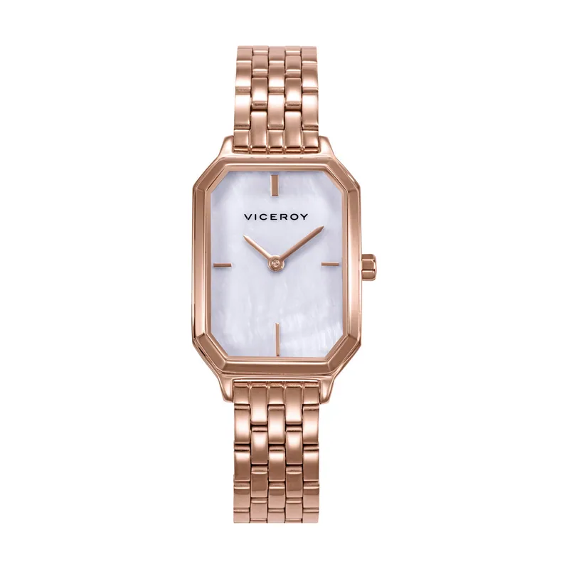 Reloj caja de acero IP rosa, brazalete de acero IP rosa, movimiento cuarzo 401288-07