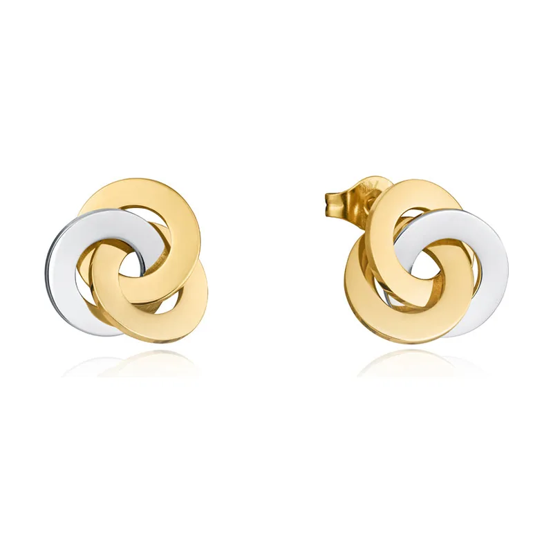 Pendientes Chic en acero Ip dorado de aros entrelazados 75333E01012
