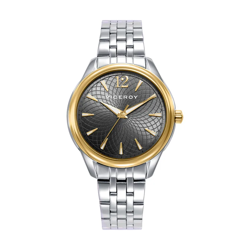 Reloj caja bicolor de acero e IP dorado 5 ATM y brazalete de acero con movimiento cuarzo 401234-15