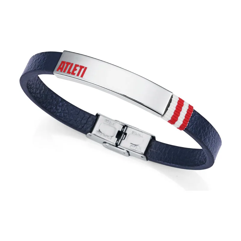 Pulsera del Atletico de Madrid de acero y piel 14229P01013