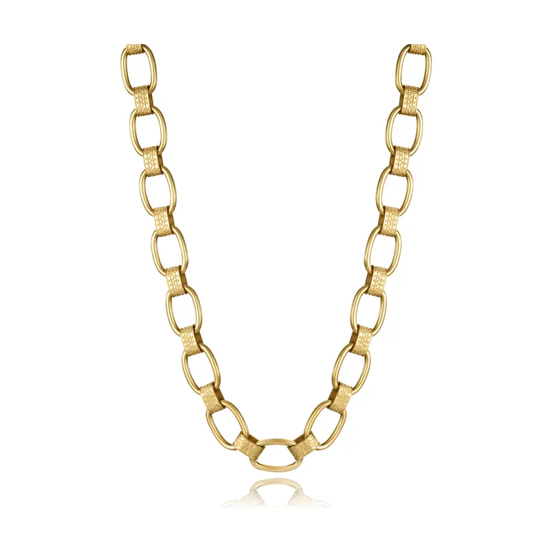 Collar de acero colección de Laura Escanes, con eslabones grandes en Ip dorado, largo 40 + 5 cm extensión 75366C01012