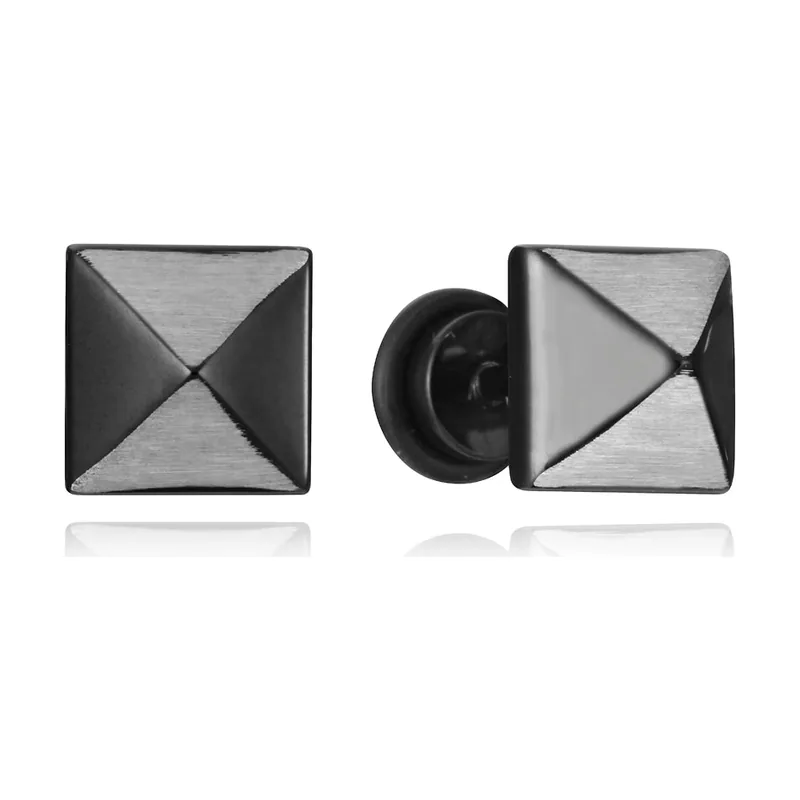 Pendientes de acero en forma de pirámide en Ip negro 14145E01010