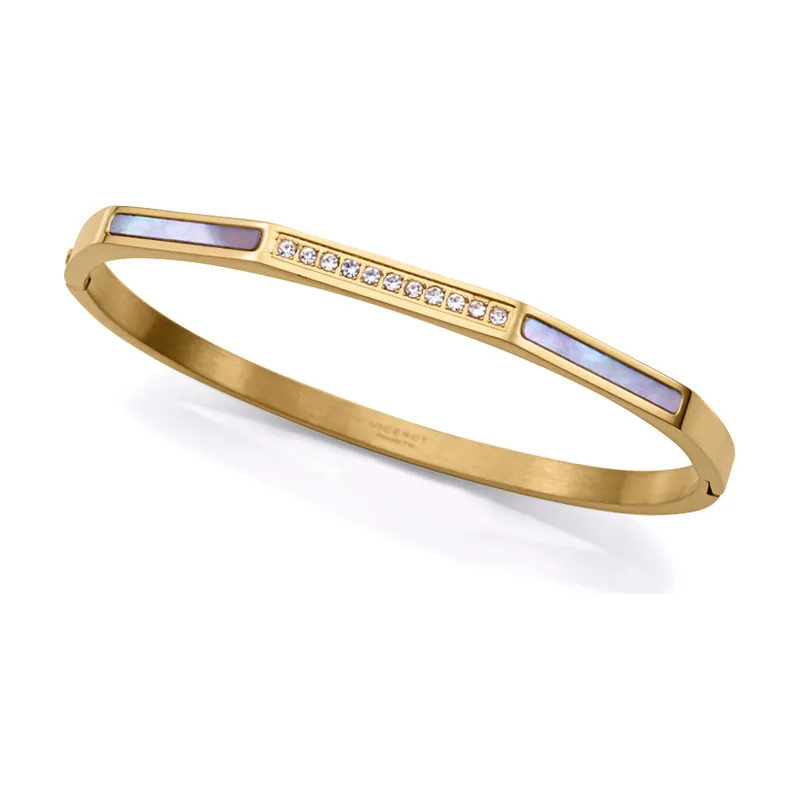 Pulsera de acero Ip dorada rígida 14188P01012