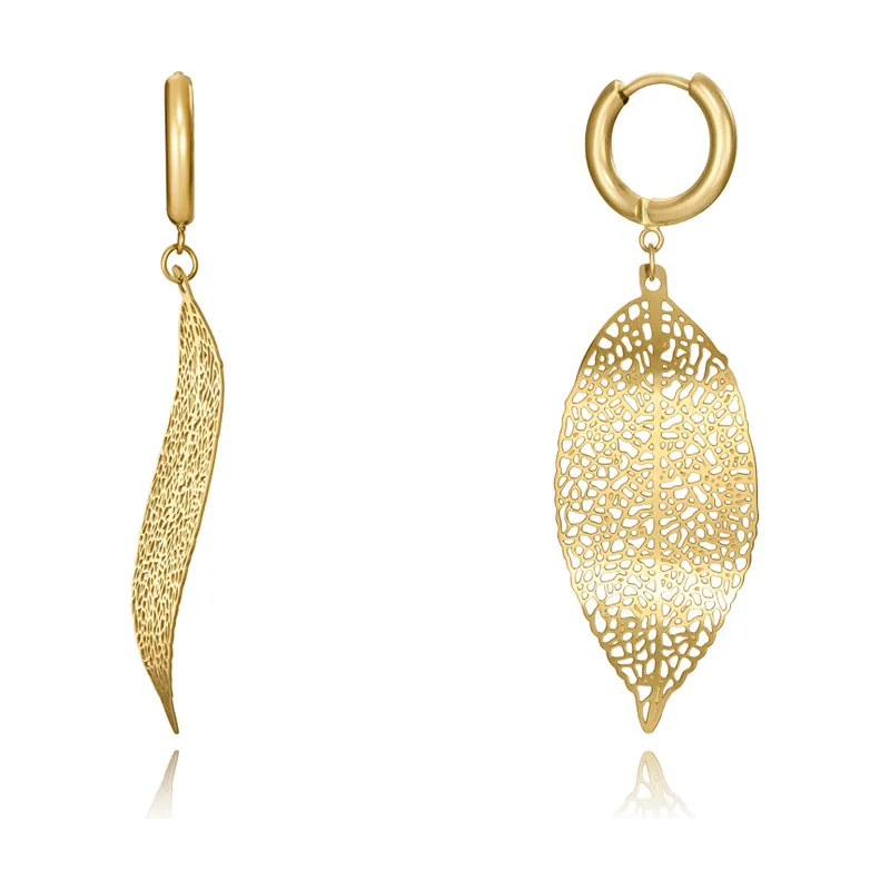 Pendientes Chic de acero en IP dorado en forma de hoja 75319E01012