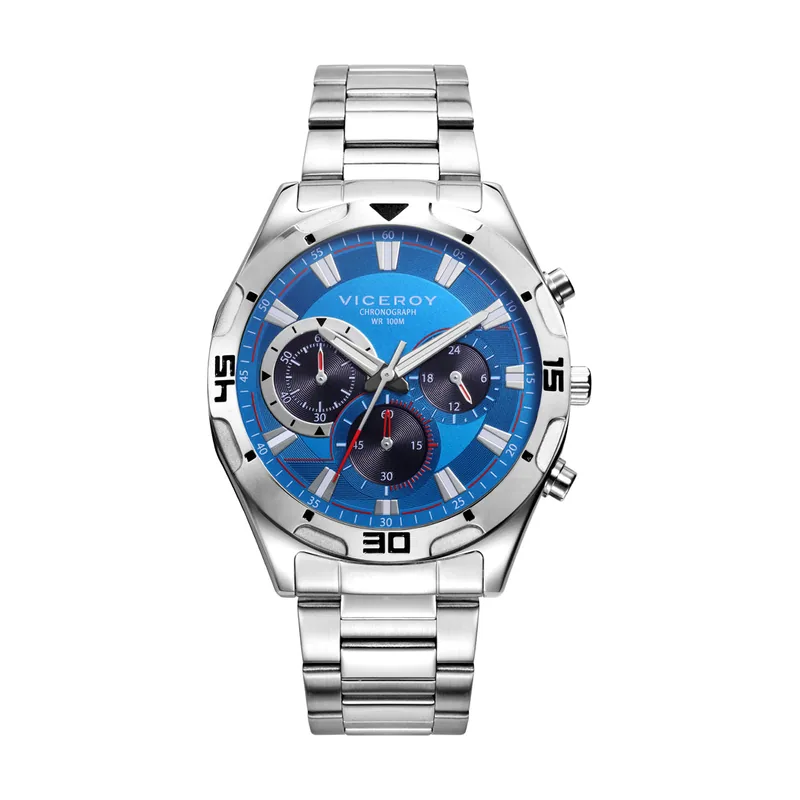 Reloj de hombre Heat de acero con cronógrafo y esfera azul 401287-37