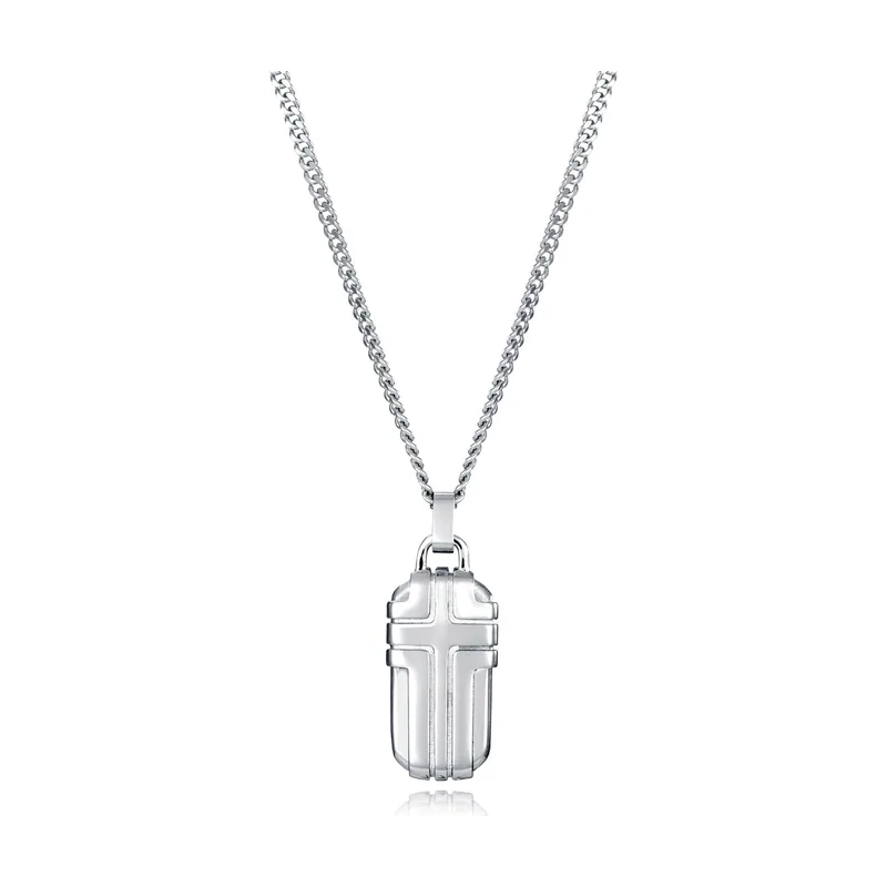 Collar de acero con placa colgante con cruz 14113C01000