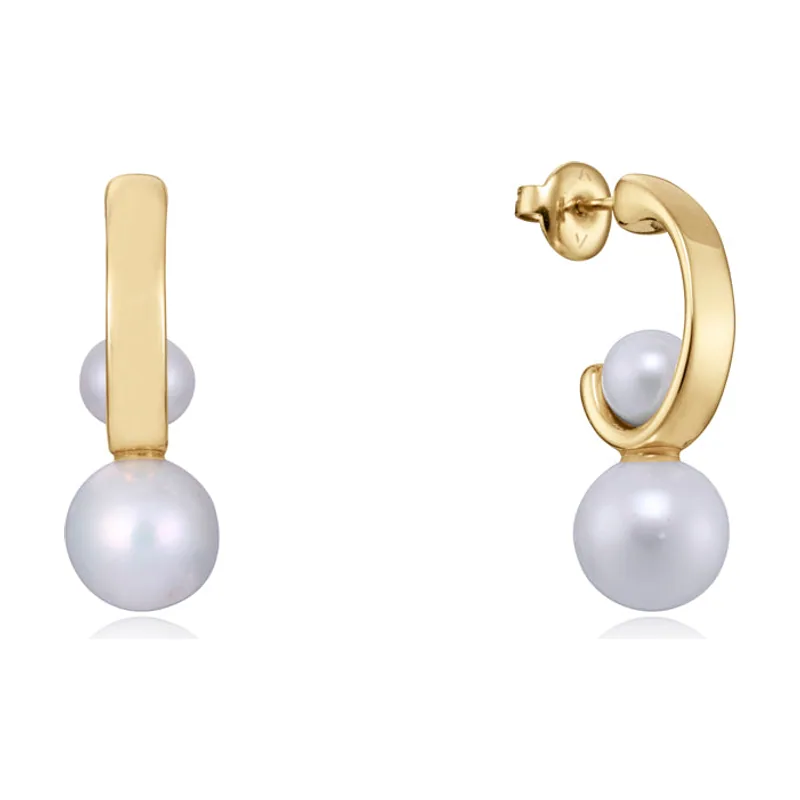 Pendientes Chic de acero Ip dorado y perla cultivada 14095E01012