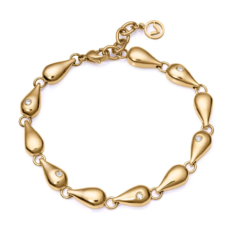 Pulsera Chic de acero en IP dorado con motivos con circonitas 75314P01012