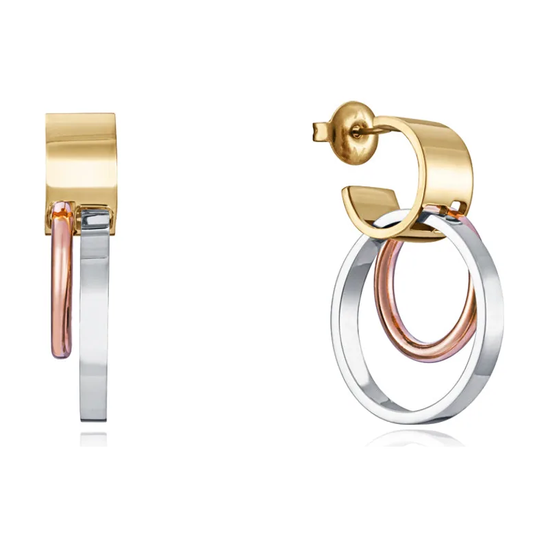 Pendientes Air de acero en Ip dorado e Ip Rosa 14087E01019