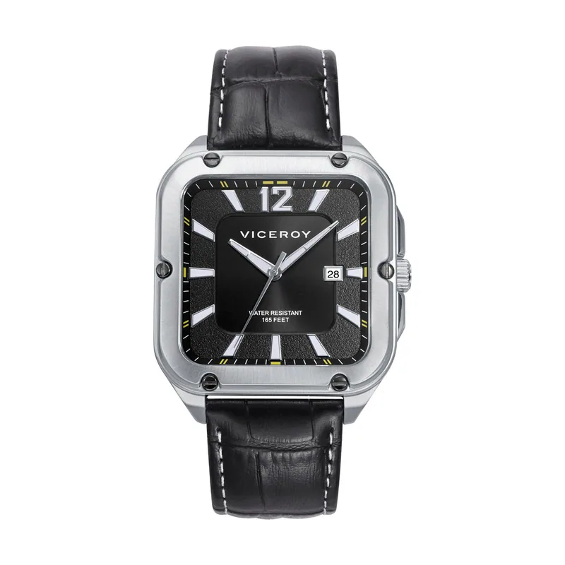 Reloj de Hombre Magnum caja de acero y correa de piel negra 401321-55
