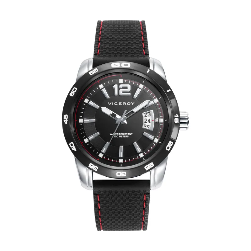 Reloj de hombre Heat con caja de acero y correa negra de silicona 401319-55