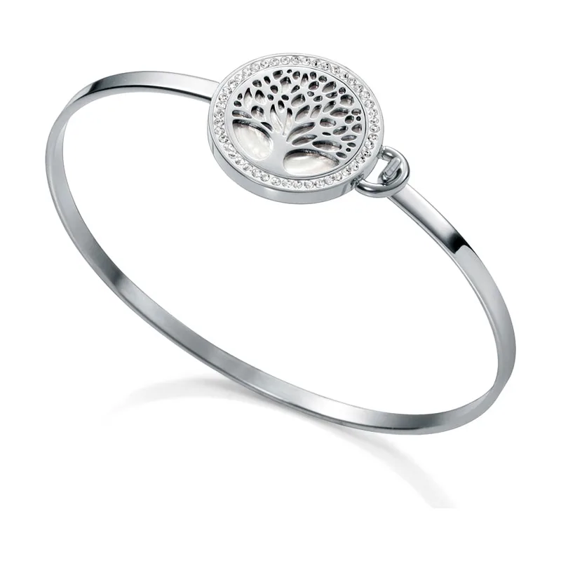 Brazalete Popular de acero con motivo con forma de árbol de la vida y circonitas 75207P01000