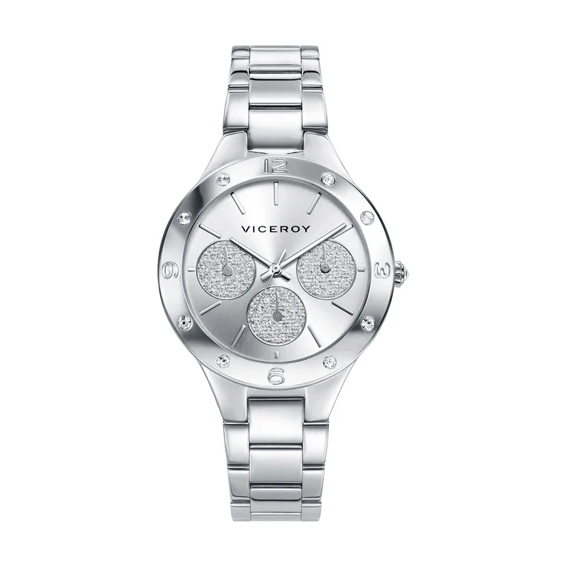 Reloj de mujer Chic multifunción de acero y esfera plateada 401050-87