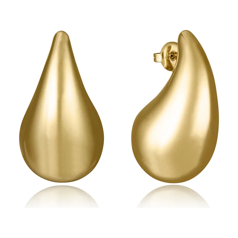 Pendientes de acero Ip dorado en forma de gota 14198E01012