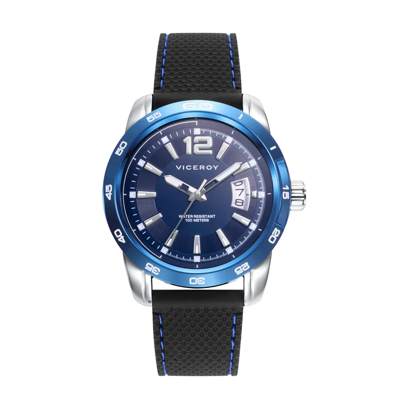 Reloj de hombre Heat con caja de acero y correa negra de silicona 401319-35
