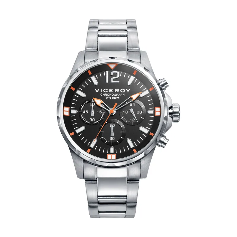 Reloj de hombre Heat de acero con cronógrafo y correa plateada 401245-55
