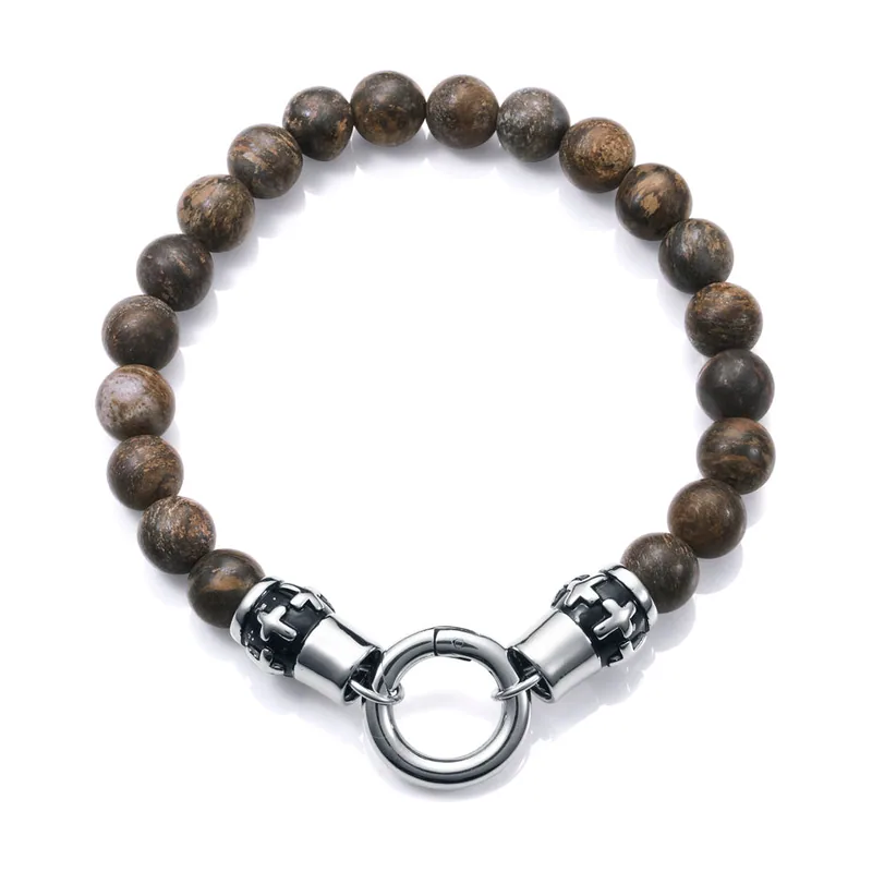 Pulsera de acero con broncitas naturales 14132P01011