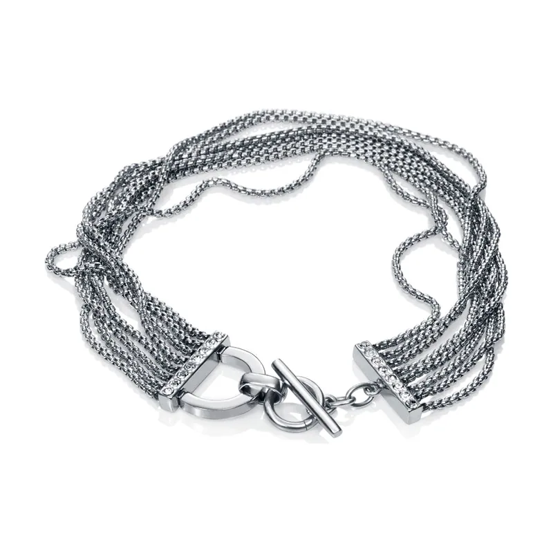 Pulsera Chic 50007P01010 de acero multicadenas y circonitas