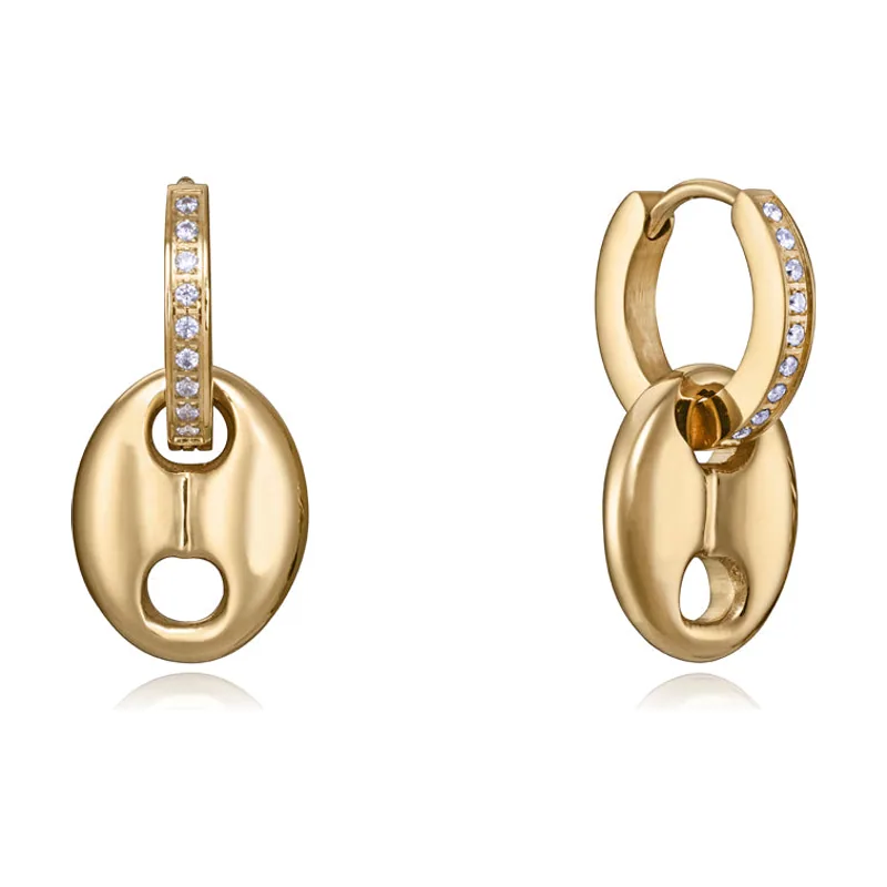 Pendientes Chic de acero con Ip dorado y circonitas 14076E01012