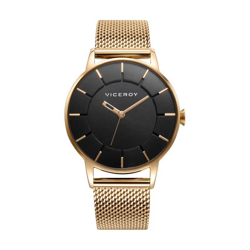 Reloj de mujer Kiss tres agujas acero IP dorado con malla milanesa 471198-57