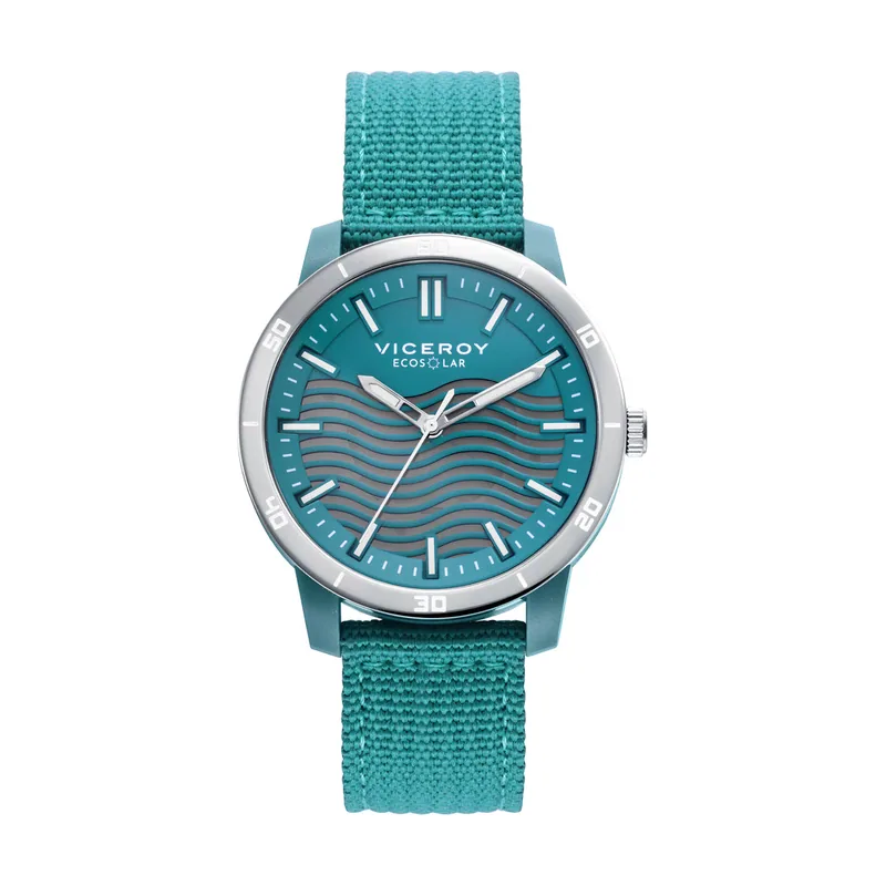 Reloj de hombre Ecosolar con caja de plástico reciclado y correa de nylon reciclado en verde 41133-67