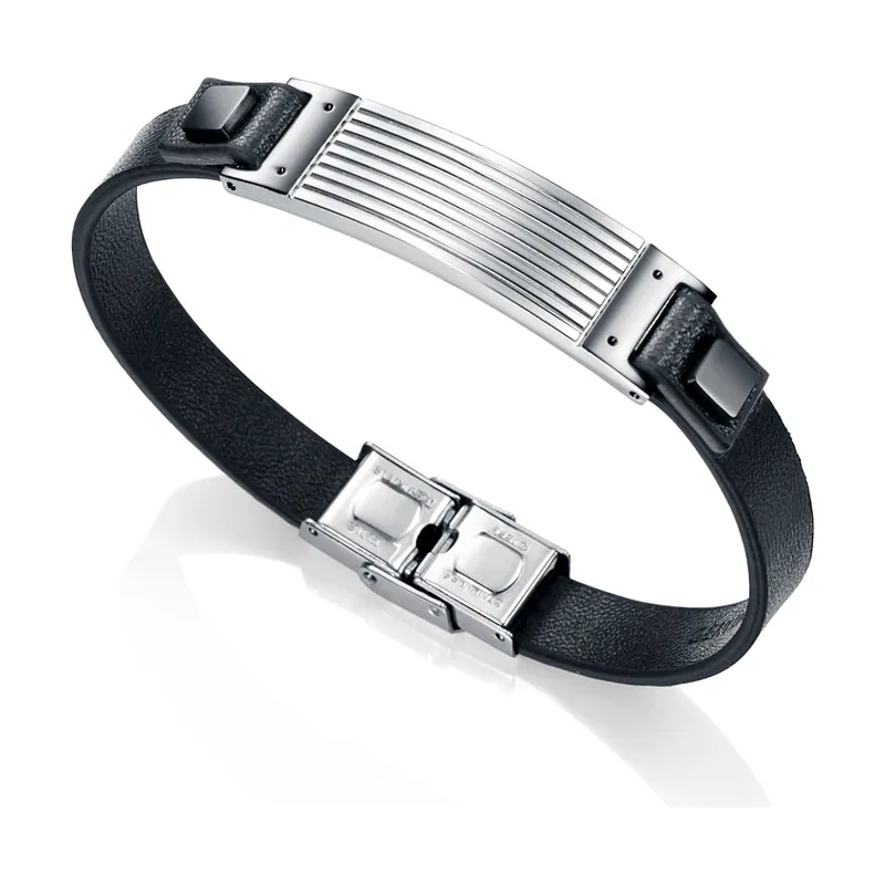 Pulsera Magnum 75065P01010 de acero y piel color