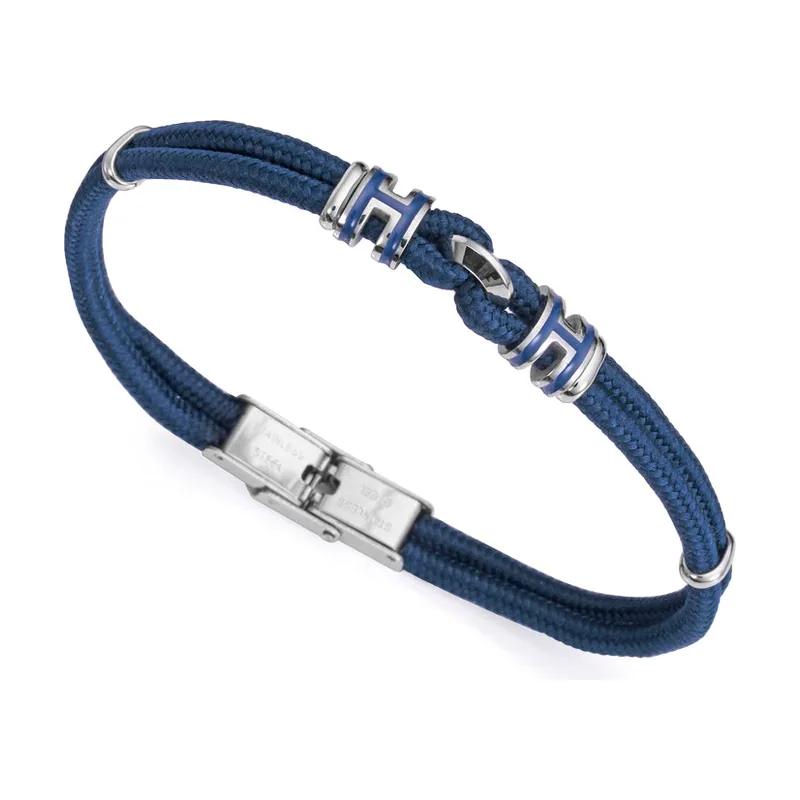 Pulsera Heat de nailon azul de acero y esmalte 14017P01013