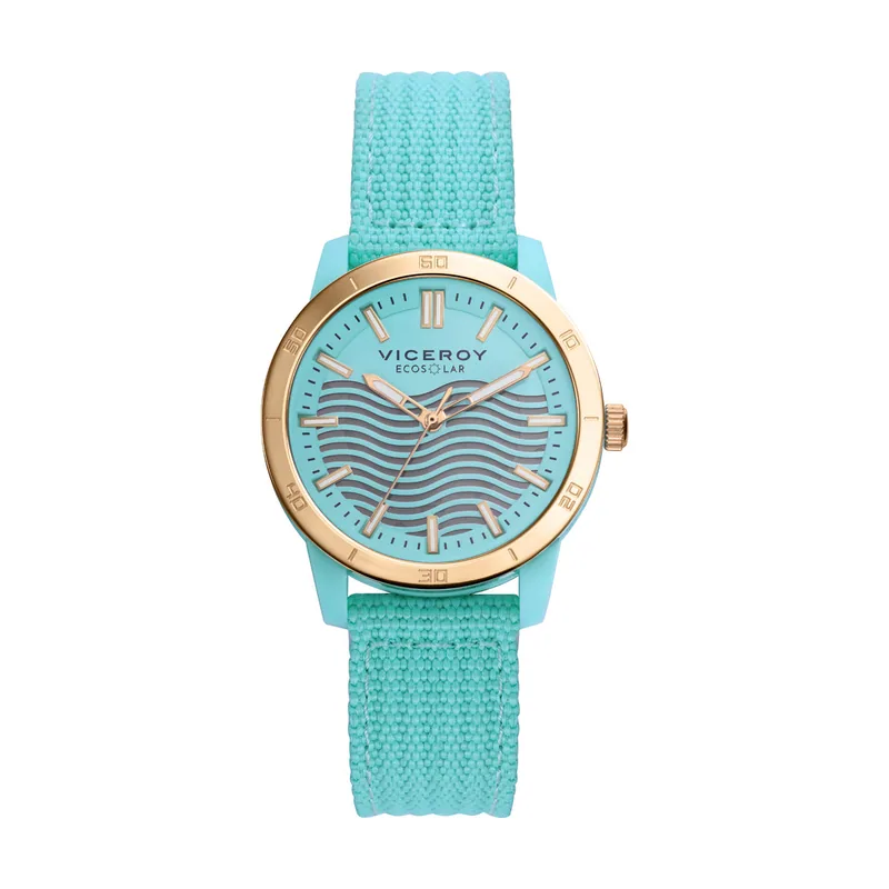 Reloj de mujer Ecosolar con caja de plástico reciclado y correa verde de nylon 41114-67