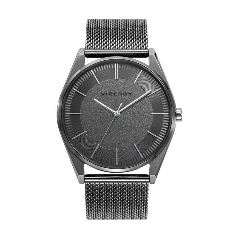 Reloj de hombre Dress 3 agujas de acero IP gris y malla milanesa 46809-17