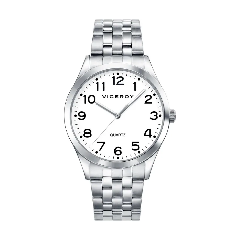 Reloj de hombre con brazalete de acero con esfera blanca 42231-04