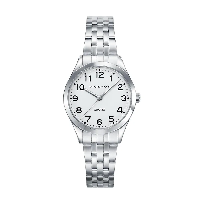 Reloj de mujer con brazalete de acero y esfera blanca 42220-04