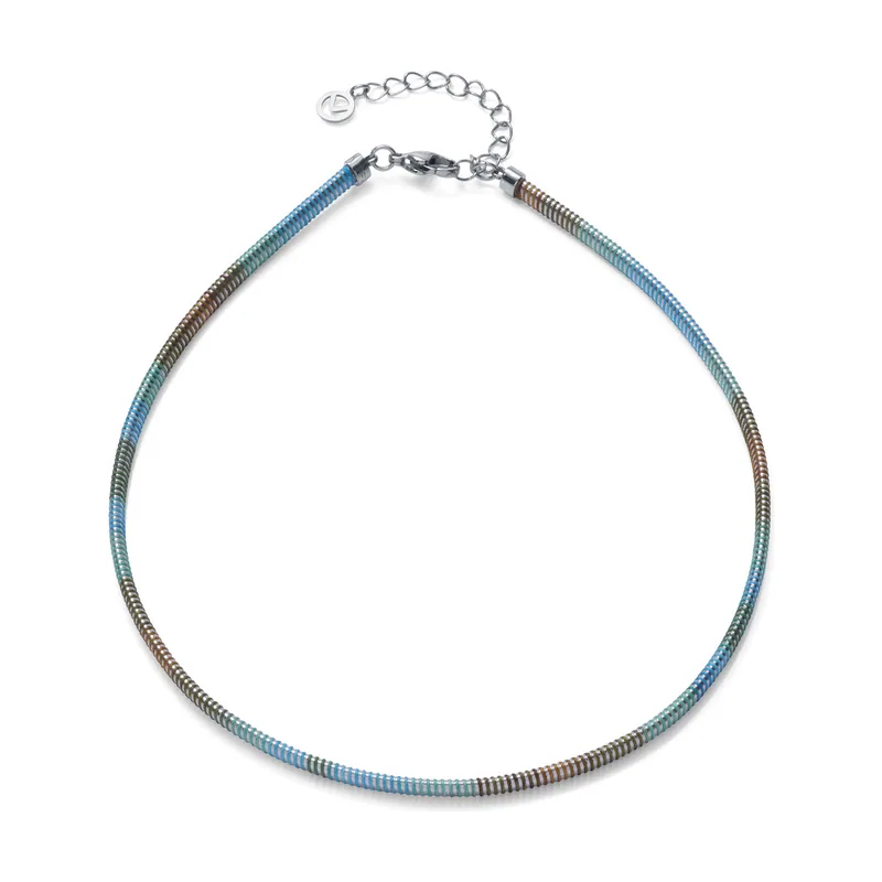 Collar de acero tubogas con cordón enroscado, colección Laura Escanes 14361C01019