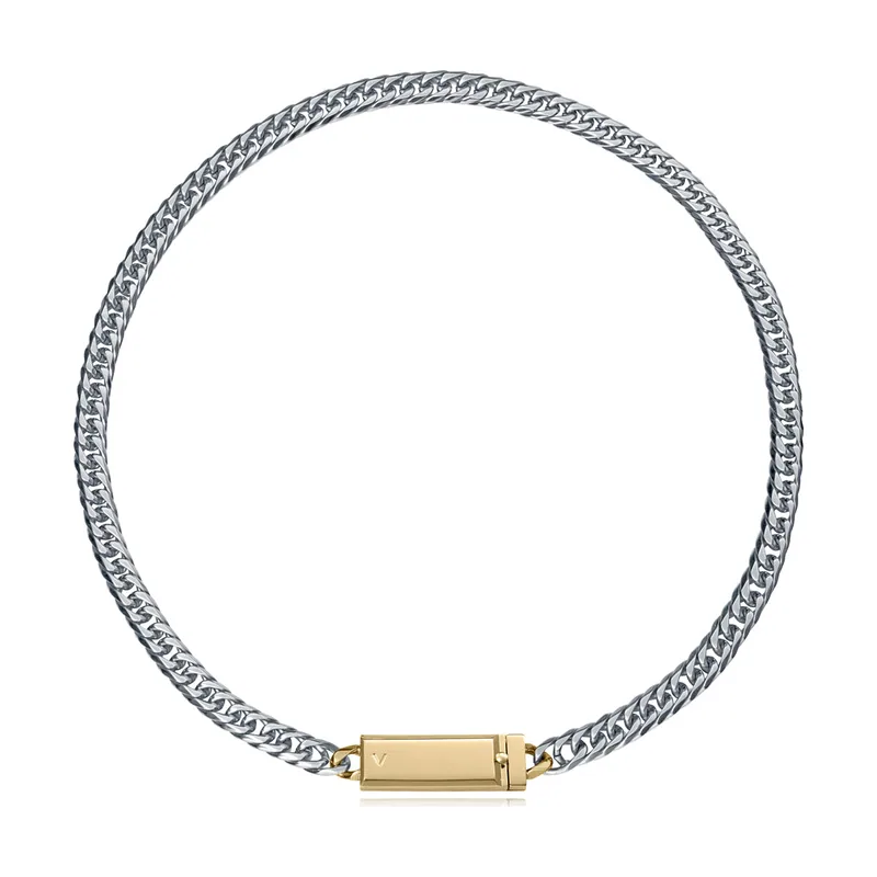 Collar de acero cadena con placa, colección Abraham Mateo 15213C01000