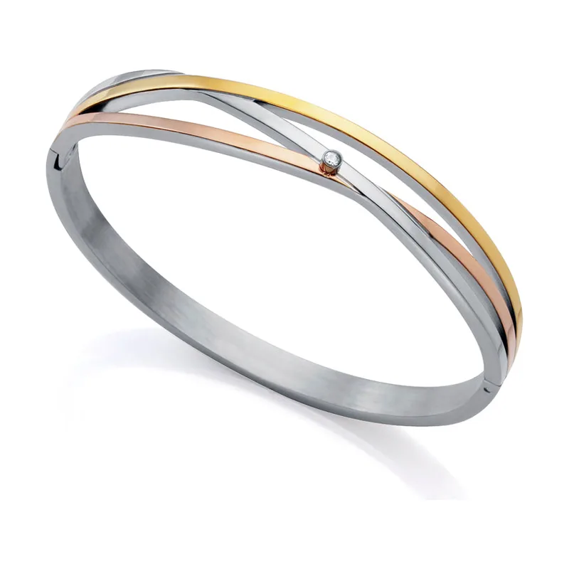 Pulsera Chic de acero con tres tonos 75303P01012