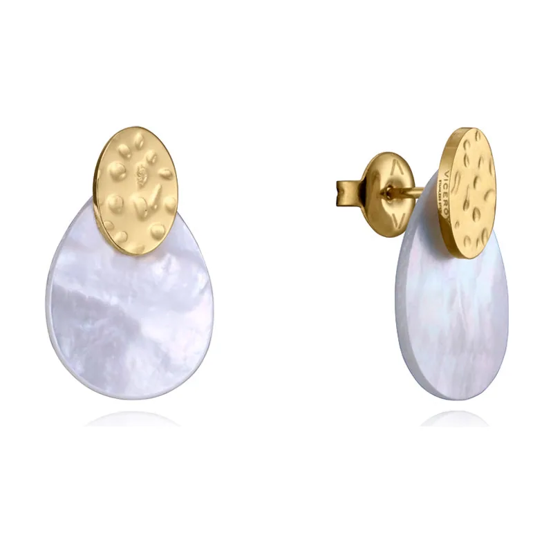 Pendientes Chic de acero Ip dorado y madre 14079E01012