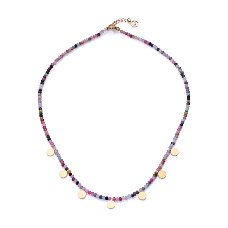 Collar Chic de acero Ip dorado con piedras naturales 14078C09019