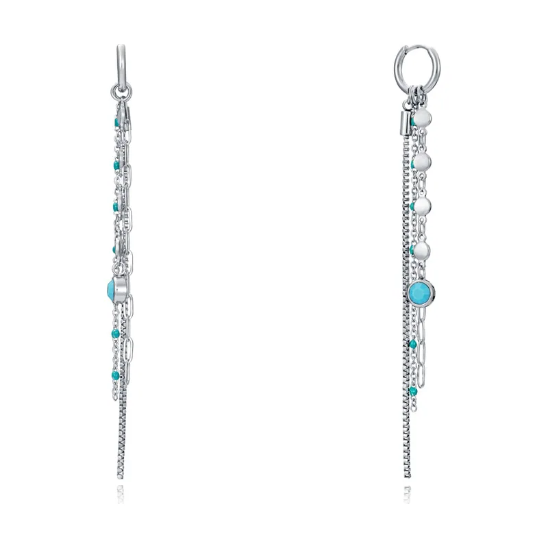 Pendientes Kiss de acero con cadenas con esmalte y circonita 15132E01000