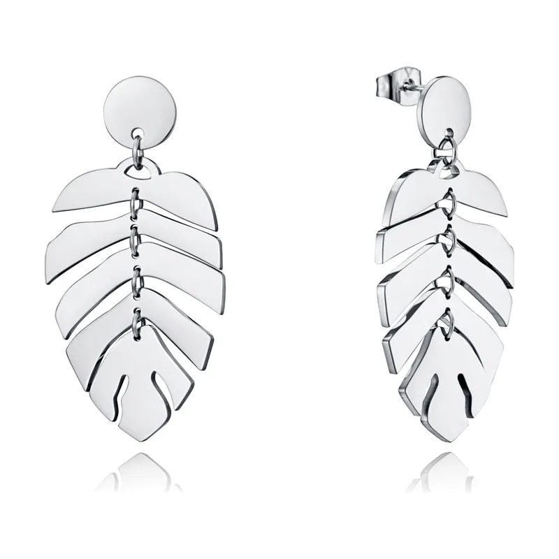 Pendientes Air de acero con hoja articulada 15137E01010