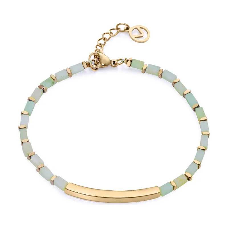 Pulsera Chic de acero Ip dorado y piedras naturales 14075P01016