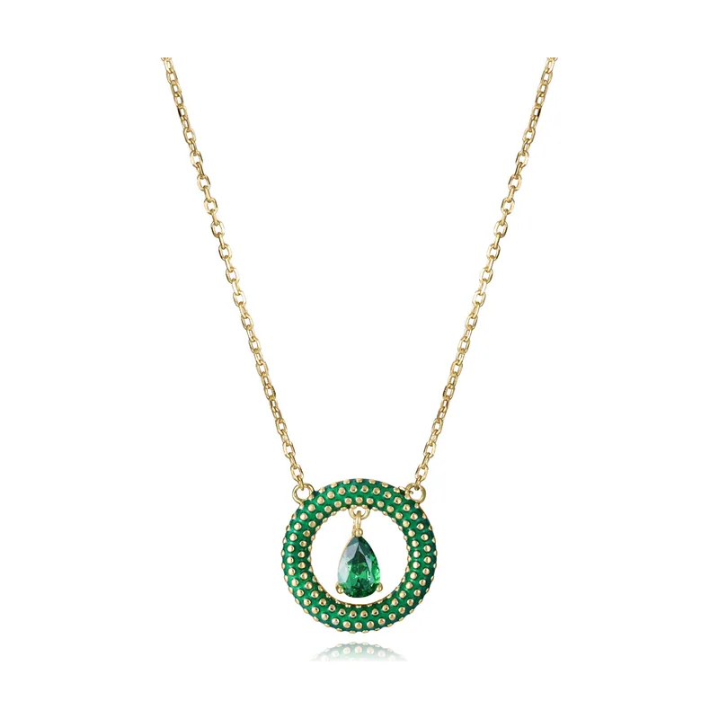 Collar plata de primera ley con baño de oro y aro 15122C100-32