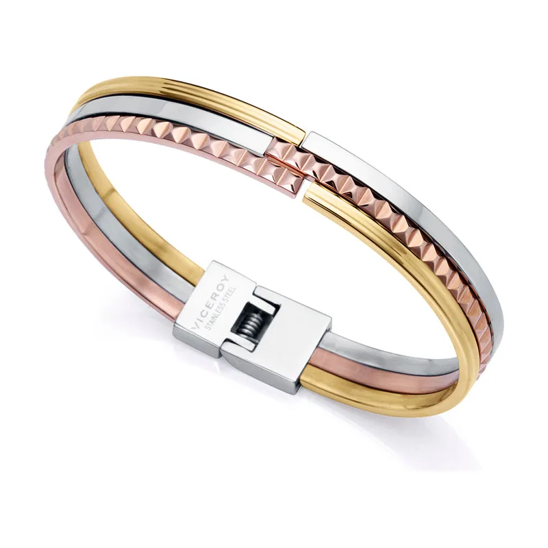 Pulsera rígida Chic de acero en Ip dorado y Ip rosa 14083P01019