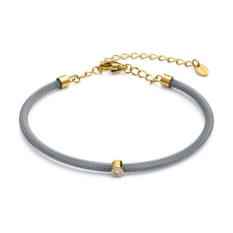 Pulsera de malla milanesa de acero y diamante 6482P01000