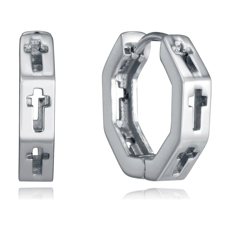 Pendientes de acero con cruces caladas y 1,4 cm de diámetro 14376E01000