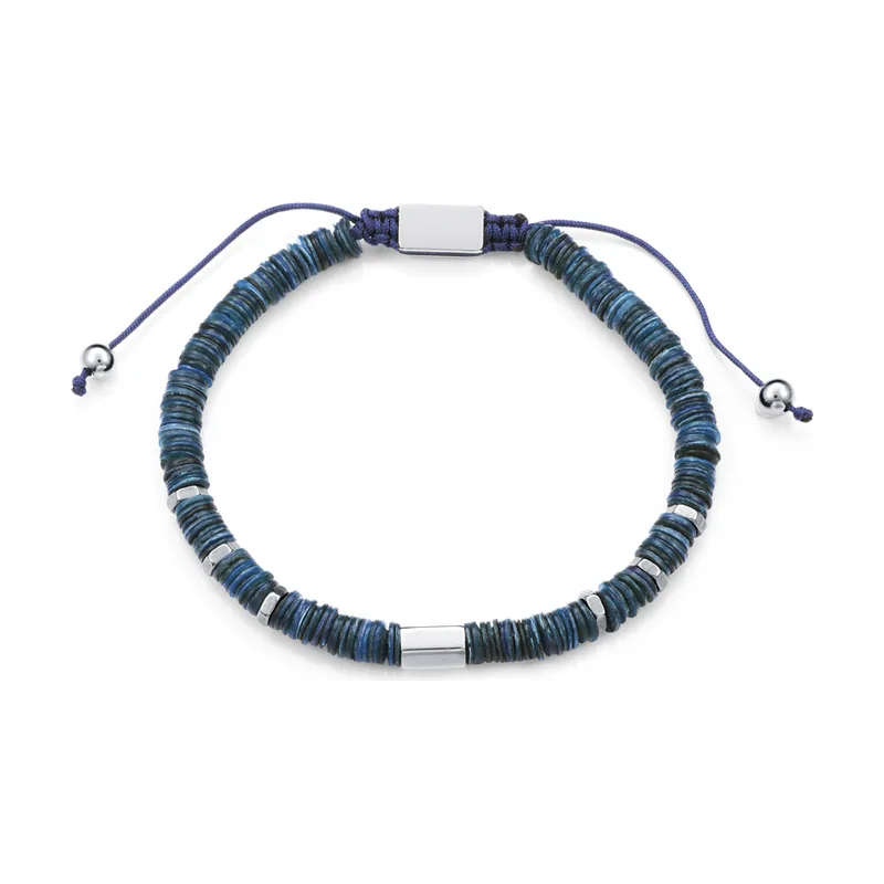 Pulsera en acero y concha azul, con largo máximo de 14384P01013