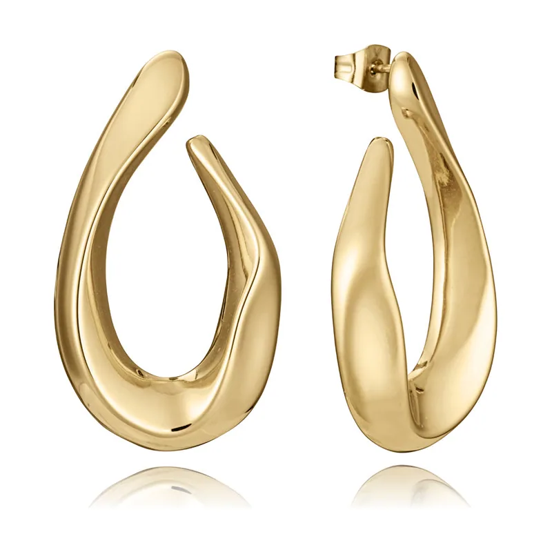 Pendientes de acero Ip dorado contorno gota 75400E01012